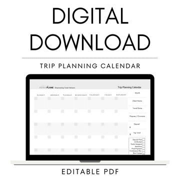 Trip Planning Calendar Form - Digital Download