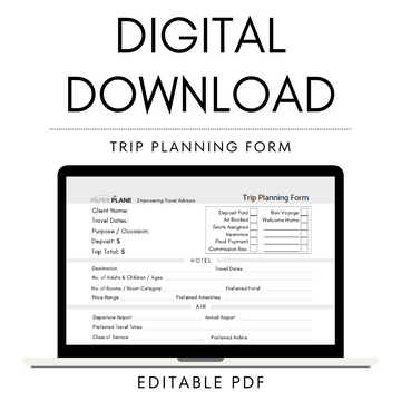 Trip Planning Form - Digital Download