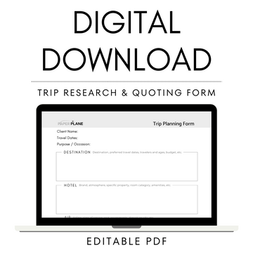 Trip Research & Quoting Form - Digital Download