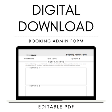 Booking Admin Form - Digital Download