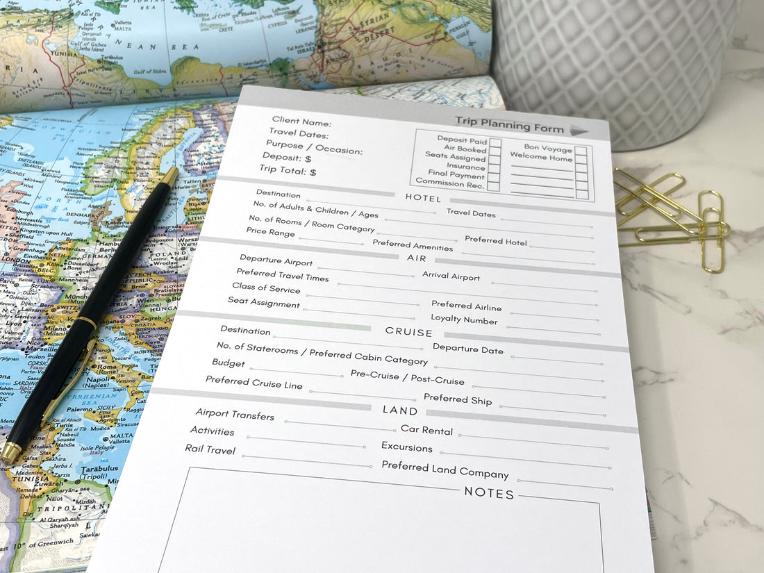 Trip Planning Form Notepad