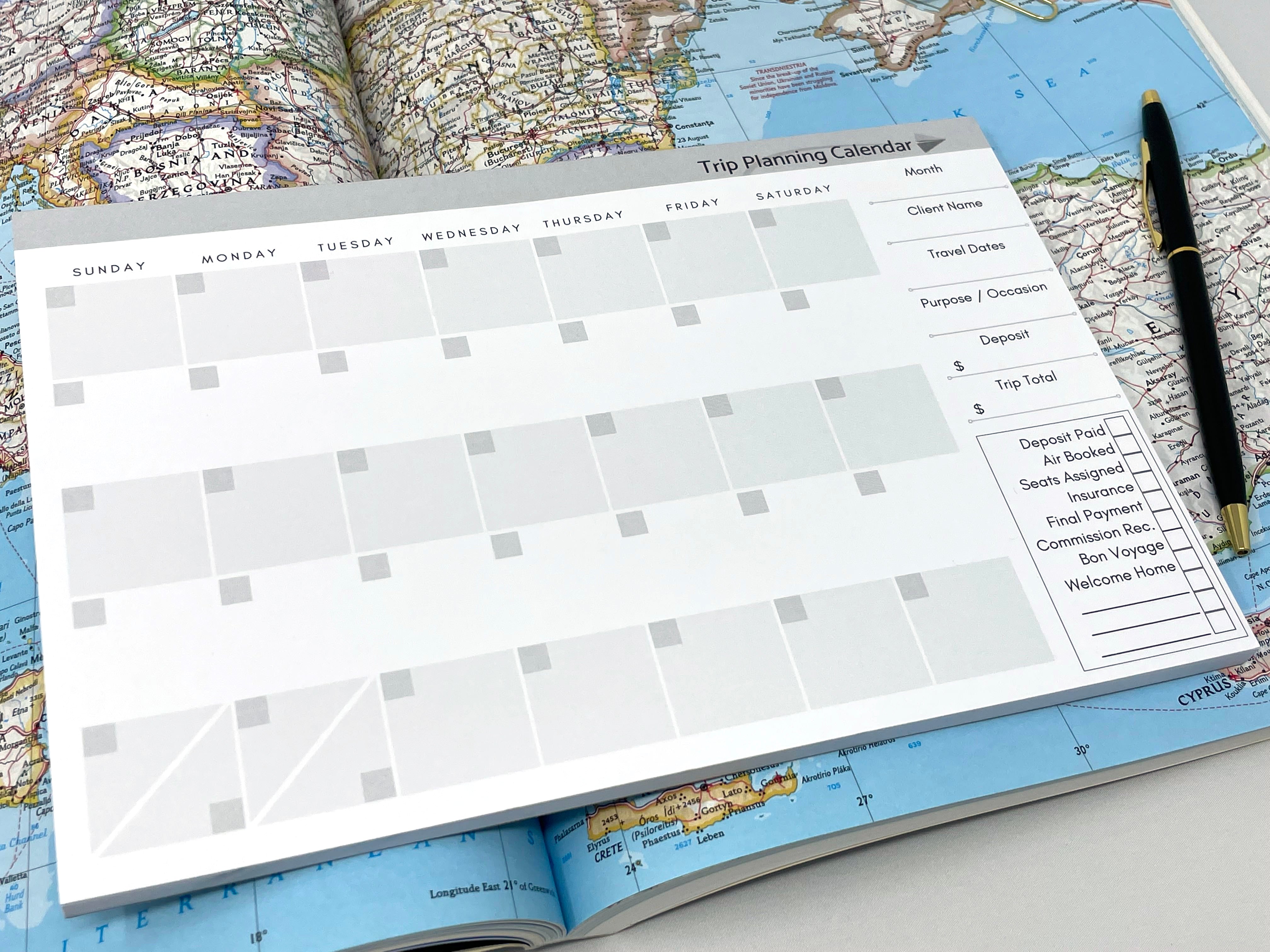 Trip Planning Calendar Form Notepad – Paper Plane