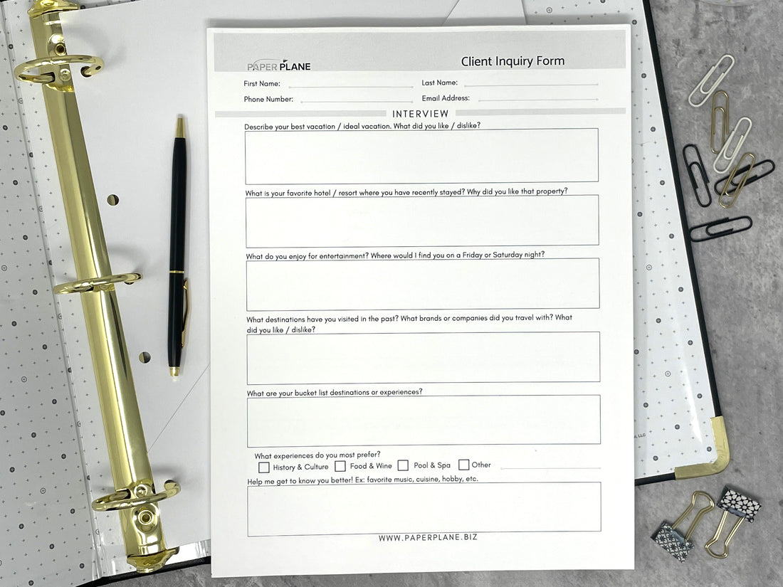 Client Interview & Intake Form Deskpad