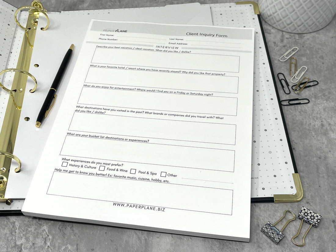 Client Interview & Intake Form Deskpad