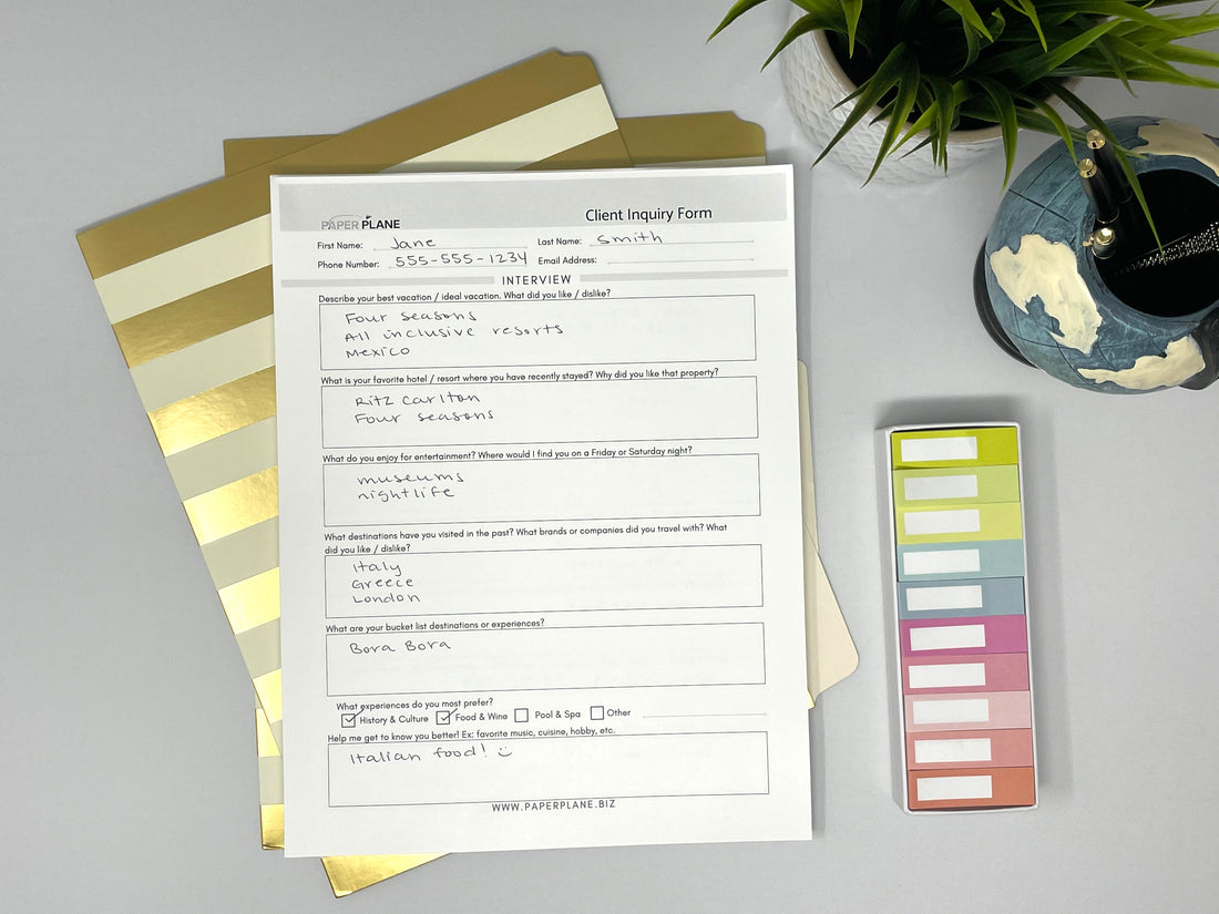 Client Interview & Intake Form Deskpad