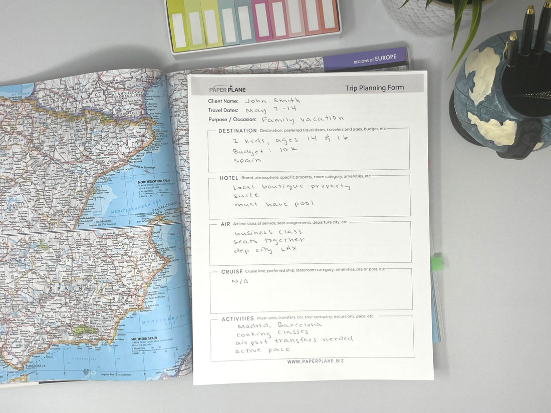 Trip Planning & Quoting Form Deskpad