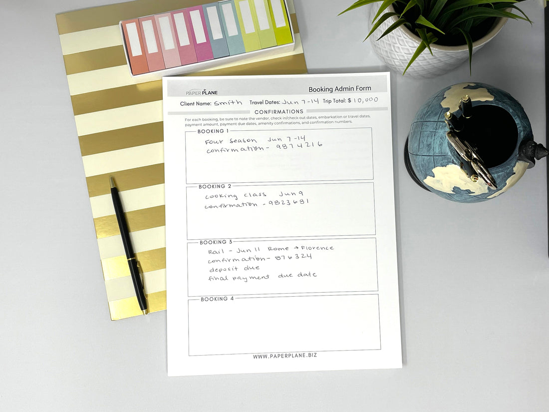 Booking & Trip Admin Form Deskpad