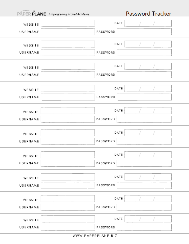 Password Tracker - Digital Download