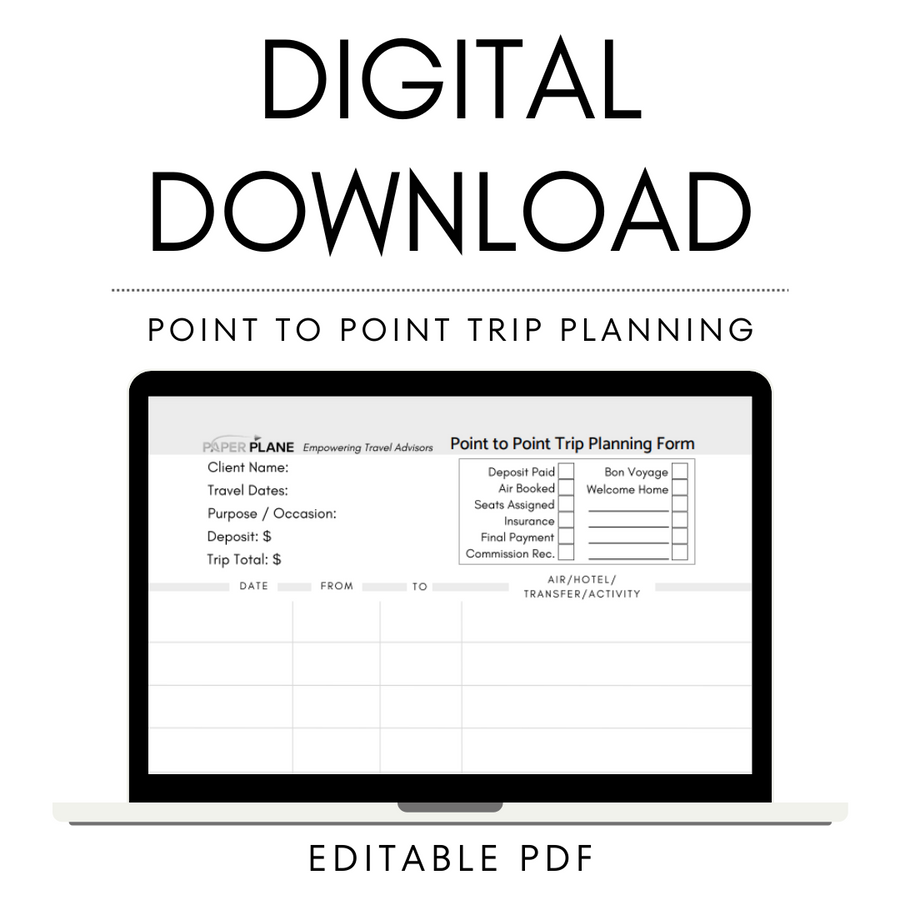 Point to Point Trip Planning Form - Digital Download