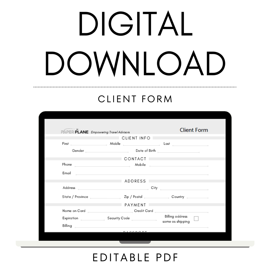 Client Form - Digital Download – Paper Plane