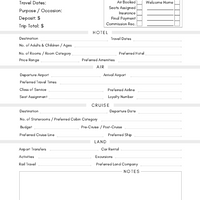 Trip Planning Form - Digital Download